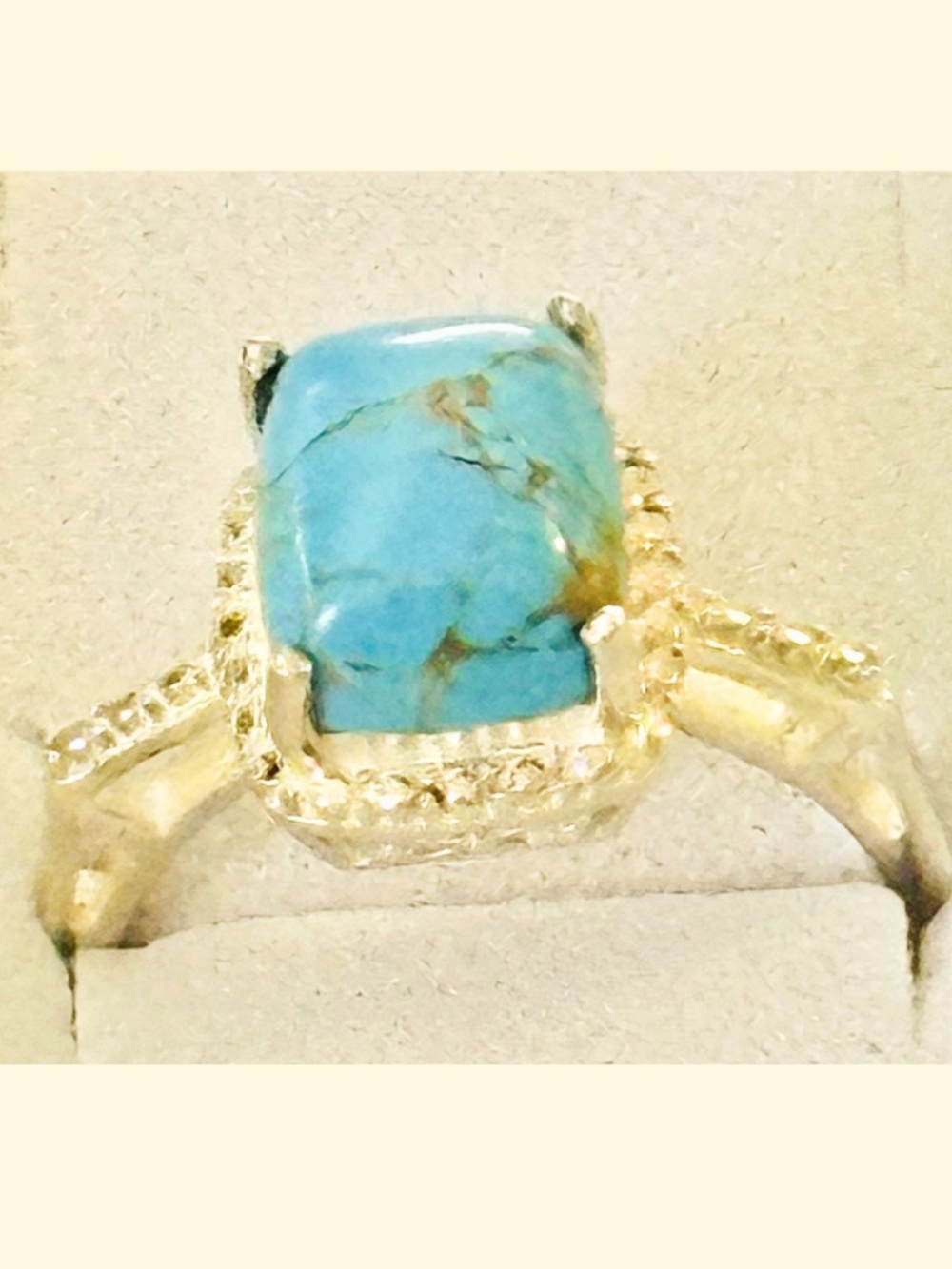 D’Joy 925 Sterling Silver Mojave Turquoise Ring Size 6.75 Blue Copper Statement